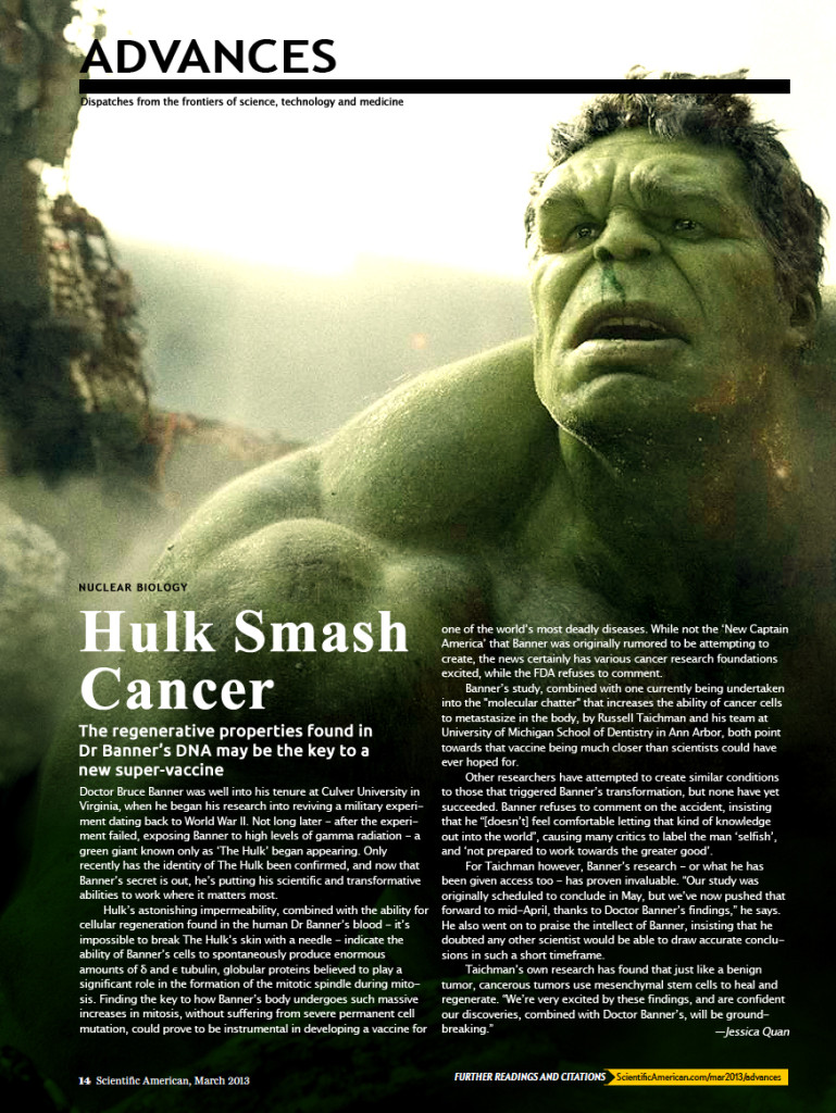 Scientific American Hulk Smash Cancer story