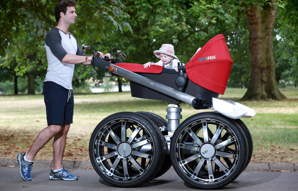 Skoda's manly baby stroller